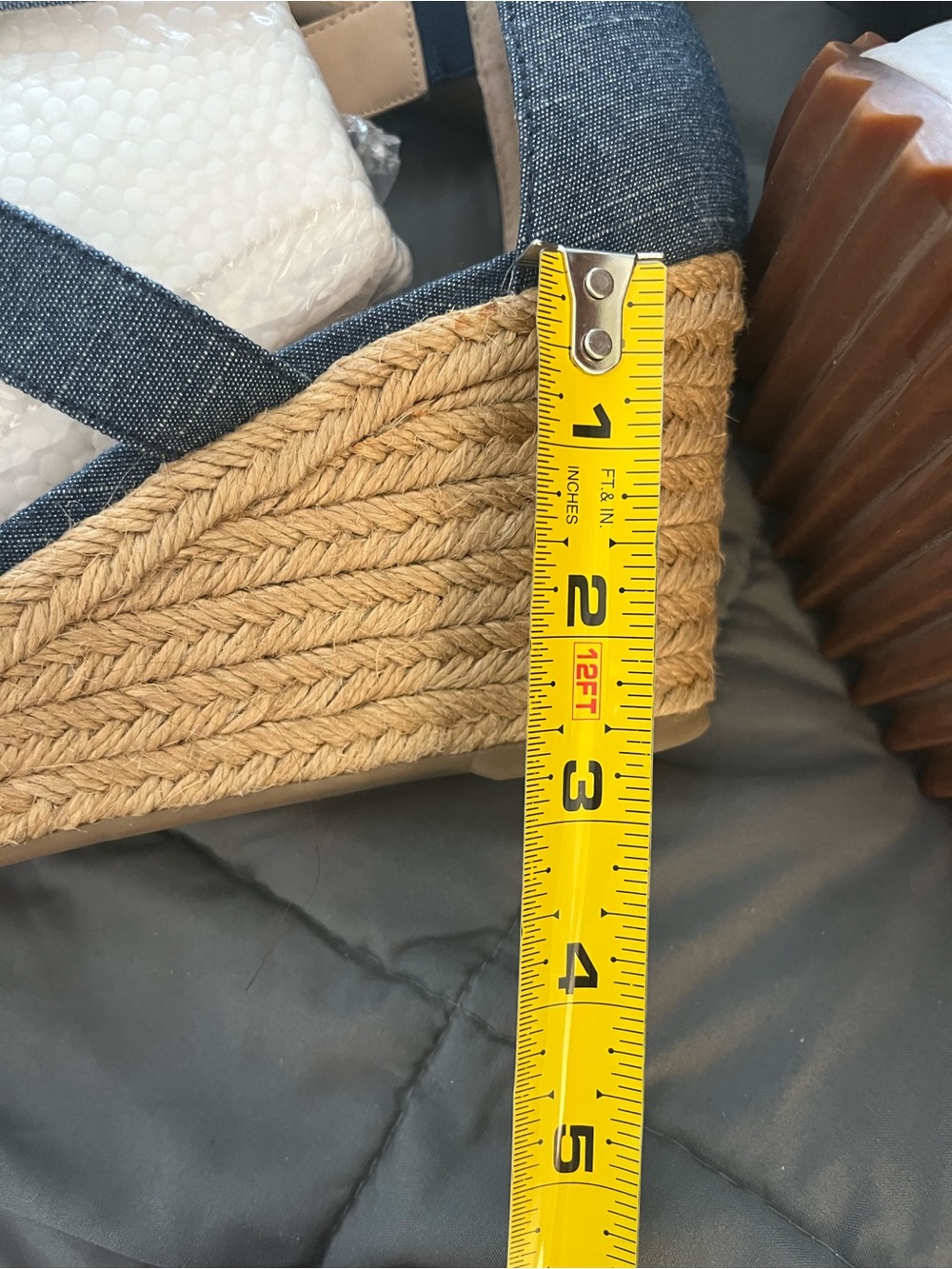 Lauren Ralph Lauren Denim Blue Zip Wedge Sandals - Picture 9 of 9